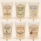 Personalized Book Club Frosted Cups, Custom Reading Group Cups, Books and Bubbly Party Favors, Book Lover Hostess Gift