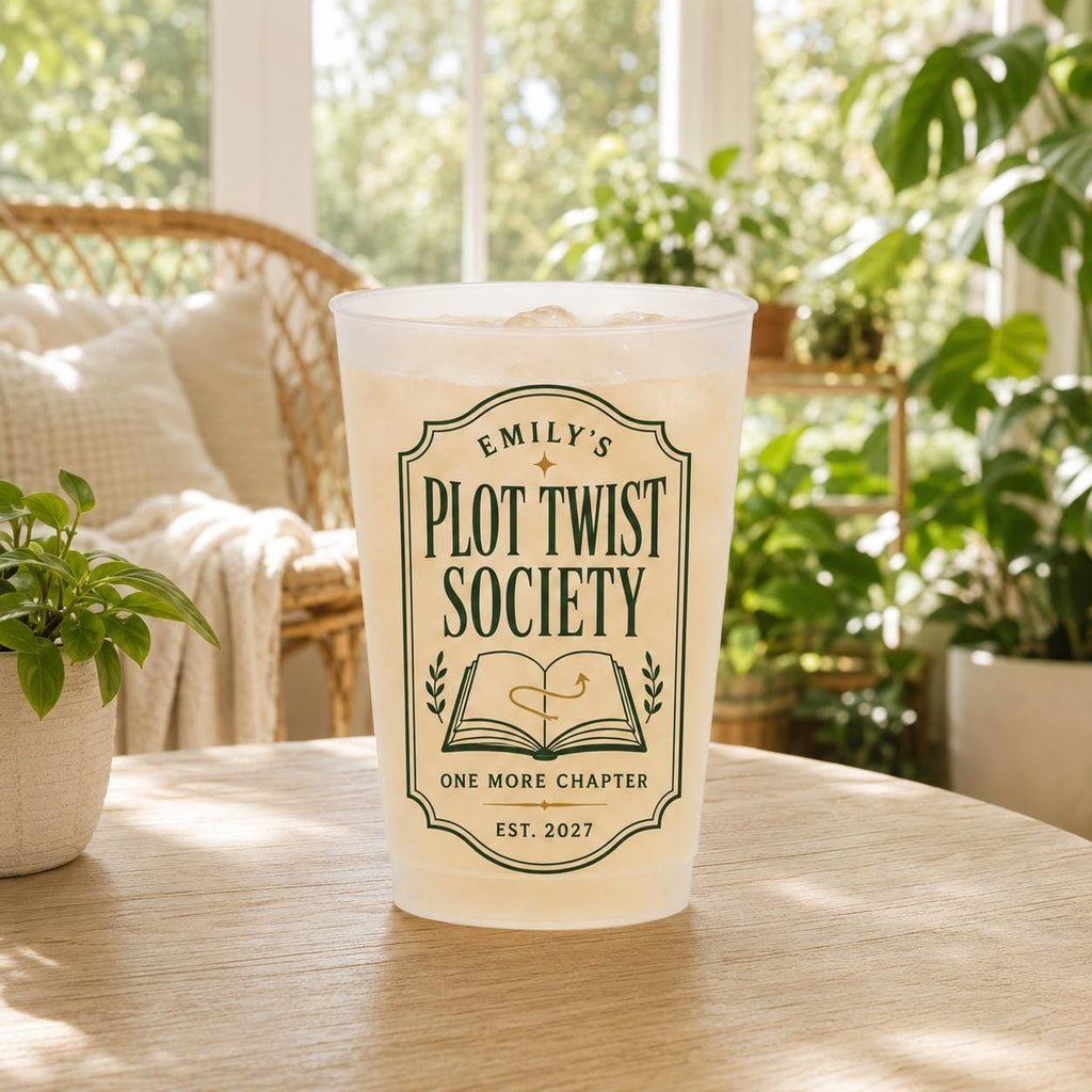 Personalized Book Club Frosted Cups, Custom Reading Group Cups, Books and Bubbly Party Favors, Book Lover Hostess Gift