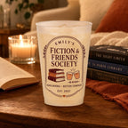Personalized Book Club Frosted Cups, Custom Reading Group Cups, Books and Bubbly Party Favors, Book Lover Hostess Gift