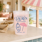 Personalized Coastal Bachelorette Frosted Cups, Custom Beach Bach Party Cups, Destination Bridal Weekend Favors, Girls Trip Drinkware