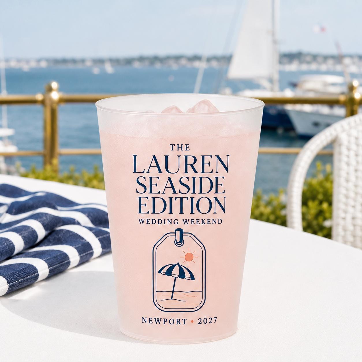 Personalized Coastal Bachelorette Frosted Cups, Custom Beach Bach Party Cups, Destination Bridal Weekend Favors, Girls Trip Drinkware