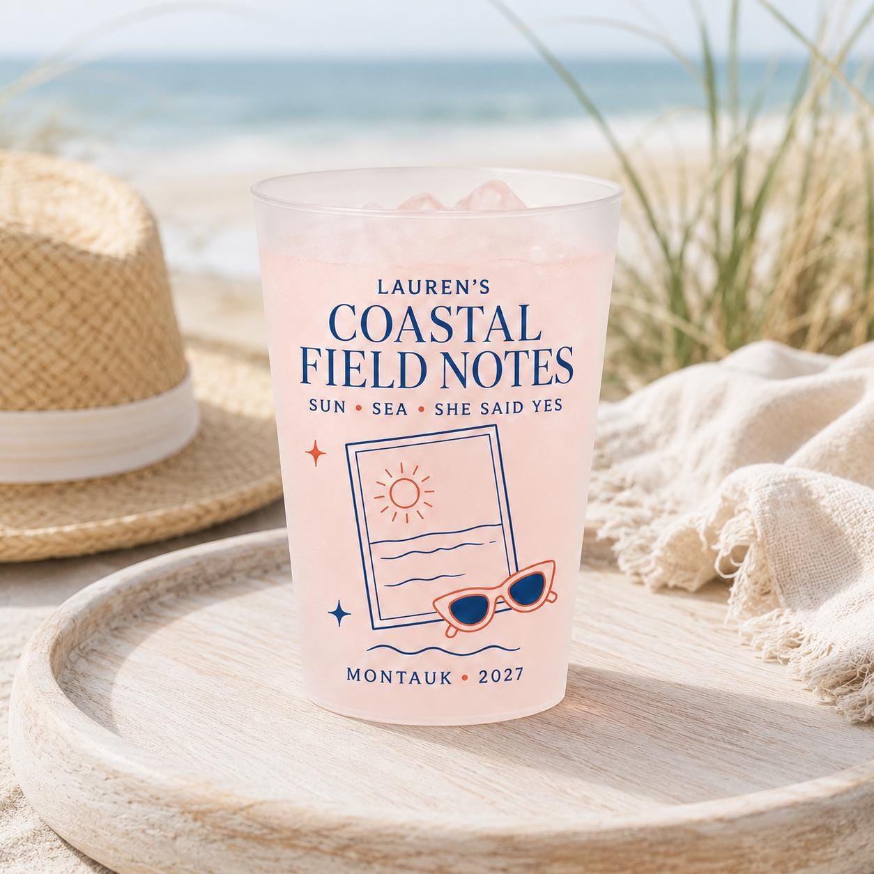 Personalized Coastal Bachelorette Frosted Cups, Custom Beach Bach Party Cups, Destination Bridal Weekend Favors, Girls Trip Drinkware