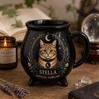 Personalized Pet Cauldron Mug, Custom Witch Familiar Cat or Dog Portrait, Halloween Ceramic Mug, Gothic Pet Lover Gift
