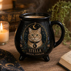 Personalized Pet Cauldron Mug, Custom Witch Familiar Cat or Dog Portrait, Halloween Ceramic Mug, Gothic Pet Lover Gift