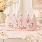 Personalized Goose Birthday Crown, Embroidered Linen-Look Crown, Daisy First Birthday Hat, One Silly Goose Cake Smash Crown