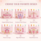 Personalized Princess Birthday Crown, Embroidered Linen-Look Crown, Fairytale Castle Crown, Custom Name Cake Smash Hat