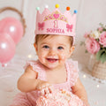 Personalized Princess Birthday Crown, Embroidered Linen-Look Crown, First Birthday Cake Smash Hat, Custom Name Keepsake