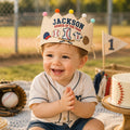 Personalized Baseball Birthday Crown, Embroidered Linen-Look Crown, Rookie of the Year First Birthday Hat, Cake Smash Keepsake
