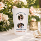 Personalized Wedding Photo Frosted Cups, Then and Now Couple Cups, Custom Childhood Picture Wedding Favors, Bridal Shower Cups