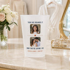 Personalized Wedding Photo Frosted Cups, Then and Now Couple Cups, Custom Childhood Picture Wedding Favors, Bridal Shower Cups