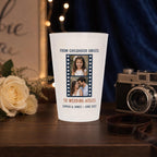 Personalized Wedding Photo Frosted Cups, Then and Now Couple Cups, Custom Childhood Picture Wedding Favors, Bridal Shower Cups