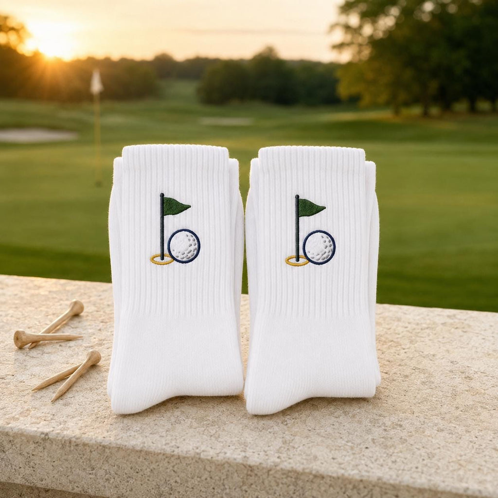 Personalized Golf Socks 3 Pack, Custom Initial Embroidered Crew Socks, Build Your Own Golf Gift for Dad Husband Grandpa Golfer