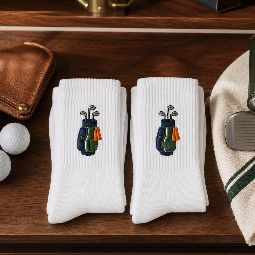 Personalized Golf Socks 3 Pack, Custom Initial Embroidered Crew Socks, Build Your Own Golf Gift for Dad Husband Grandpa Golfer