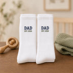 Personalized New Dad Socks, Custom Dad Est 2026 Embroidered Crew Socks, First Father’s Day Pregnancy Announcement Gift