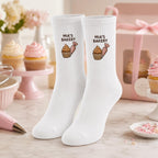 Personalized Bakery Embroidered Socks, Custom Baker Name Crew Socks, Pastry Chef Gift, Bakery Owner Gift, Baking Lover Socks