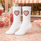 Personalized Heart Embroidered Socks, Custom Secret Message Socks, Valentine Gift for Her, Galentine Best Friend Gift