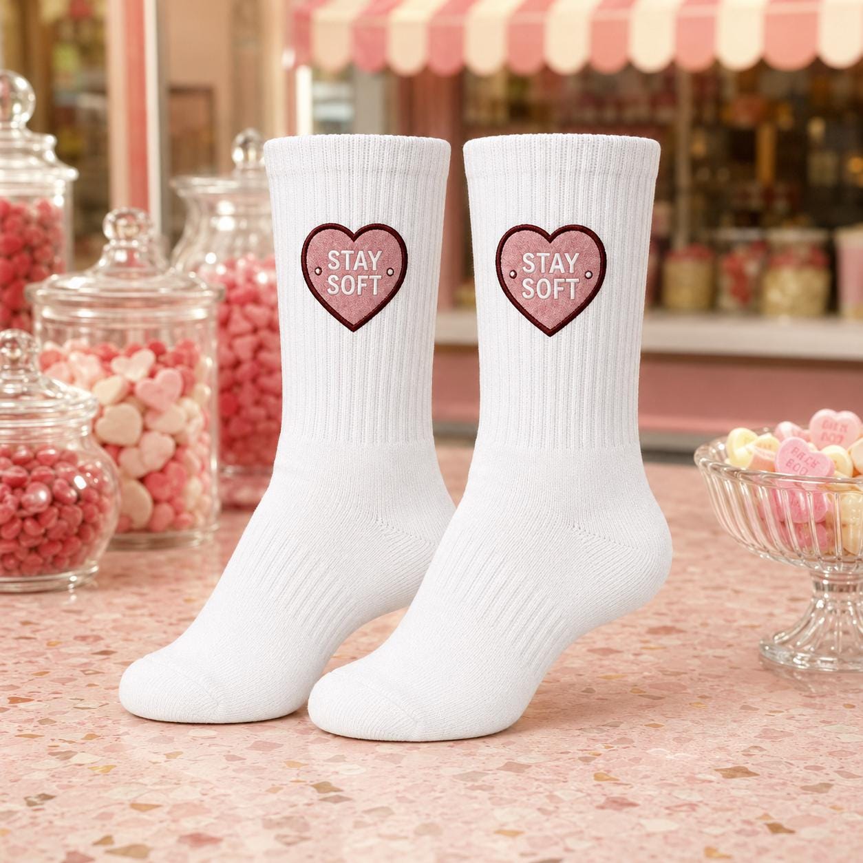 Personalized Heart Embroidered Socks, Custom Secret Message Socks, Valentine Gift for Her, Galentine Best Friend Gift