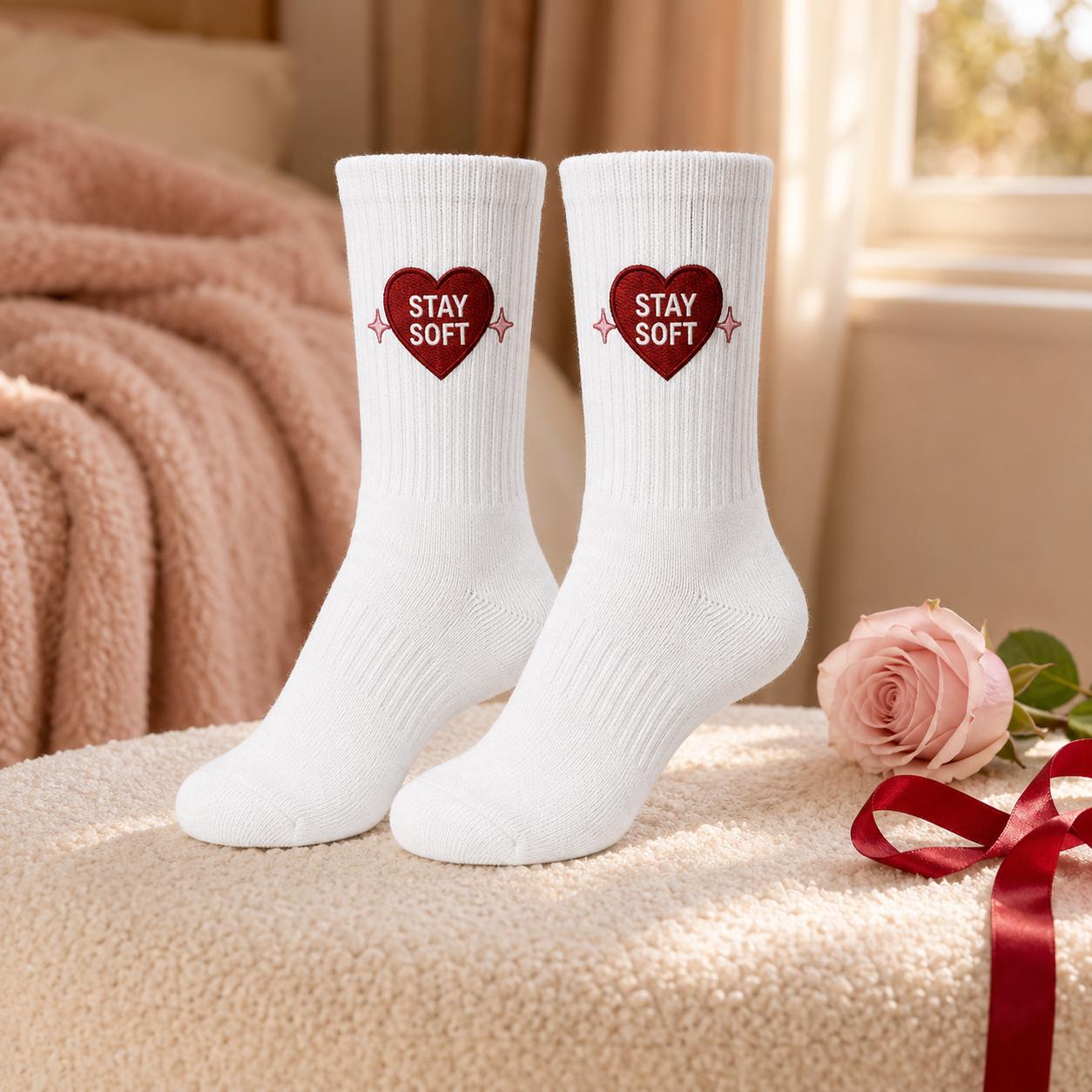 Personalized Heart Embroidered Socks, Custom Secret Message Socks, Valentine Gift for Her, Galentine Best Friend Gift