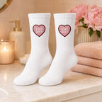Personalized Heart Embroidered Socks, Custom Secret Message Socks, Valentine Gift for Her, Galentine Best Friend Gift