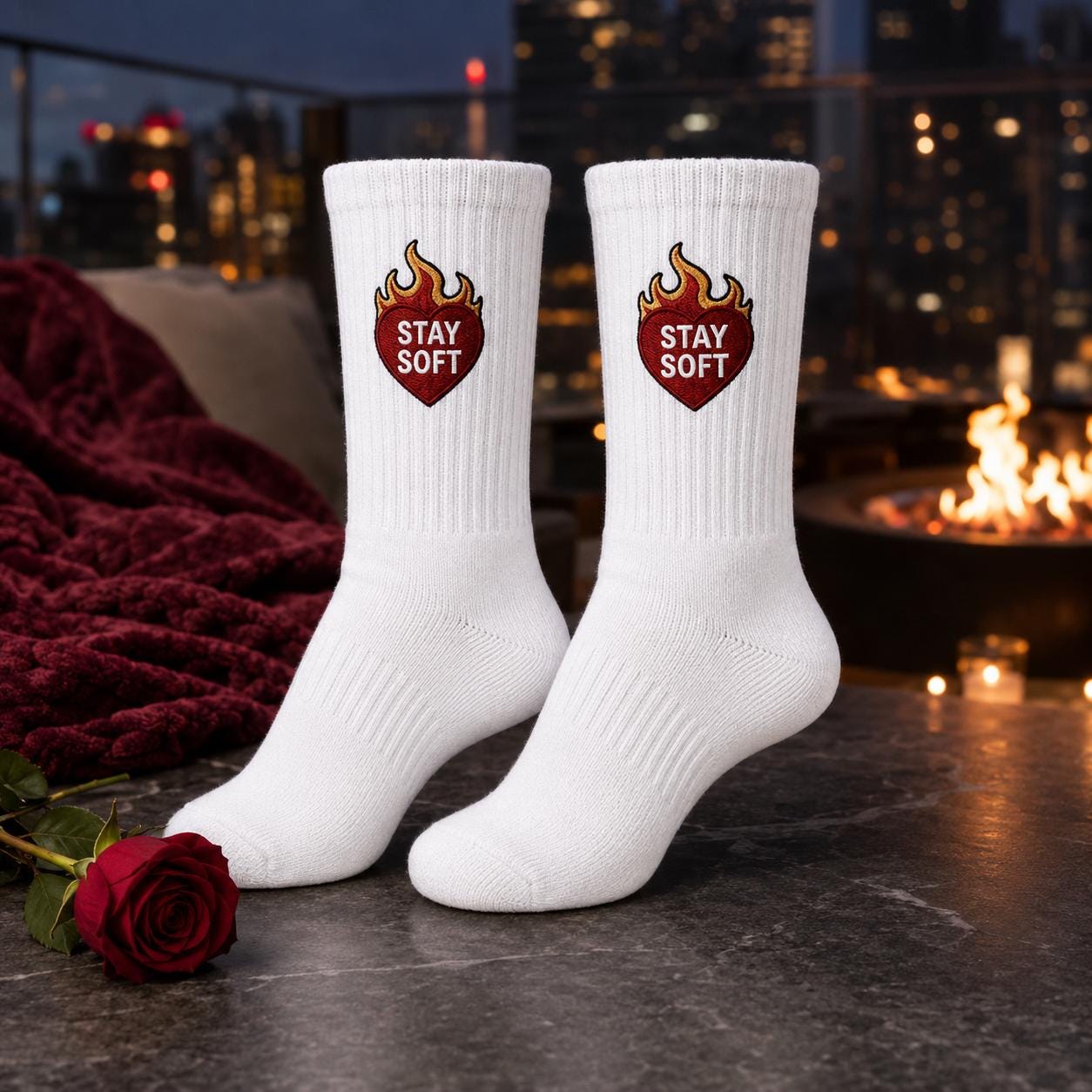 Personalized Heart Embroidered Socks, Custom Secret Message Socks, Valentine Gift for Her, Galentine Best Friend Gift
