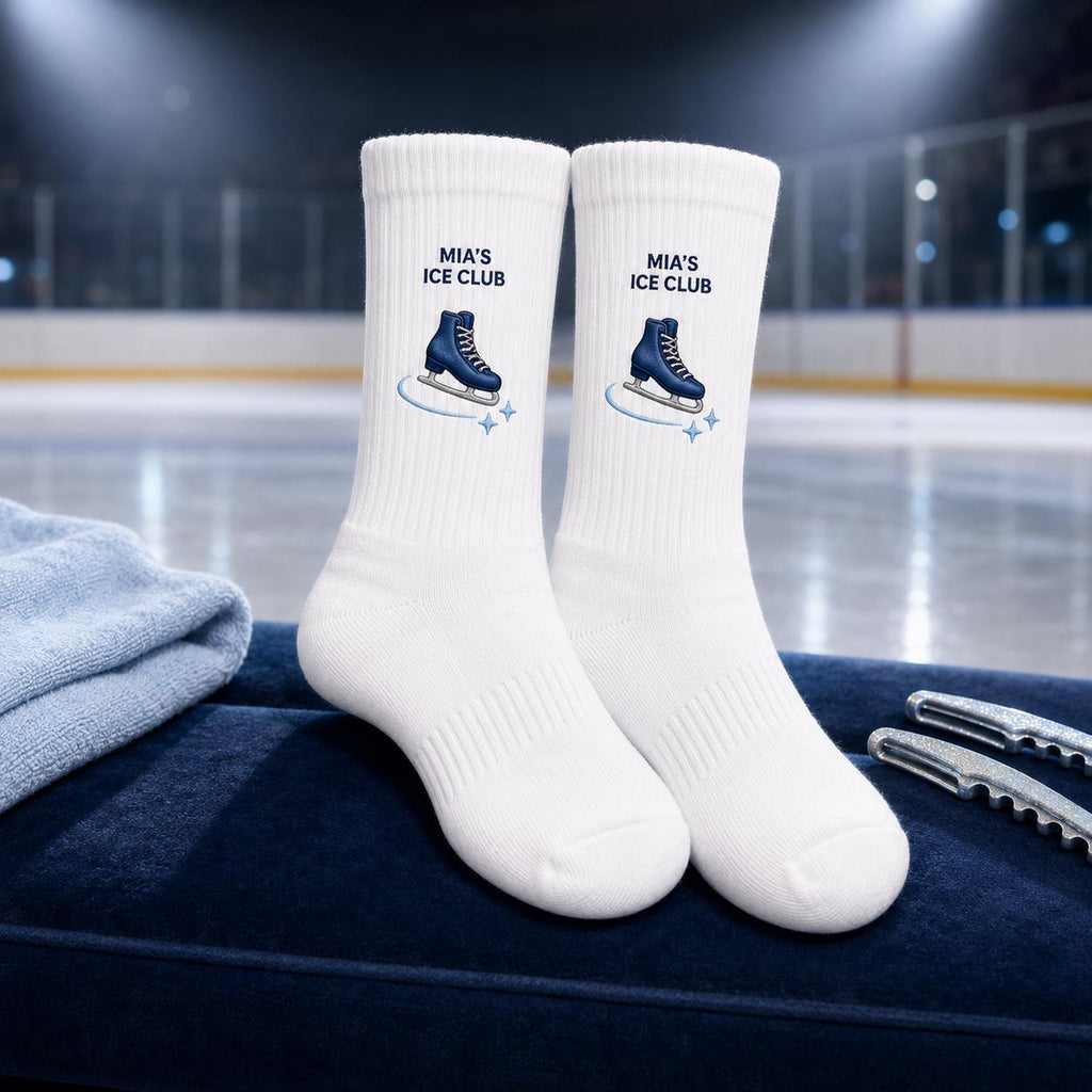 Personalized Ice Skating Embroidered Socks, Custom Figure Skater Gift, Skating Coach Gift, Ice Rink Team Socks
