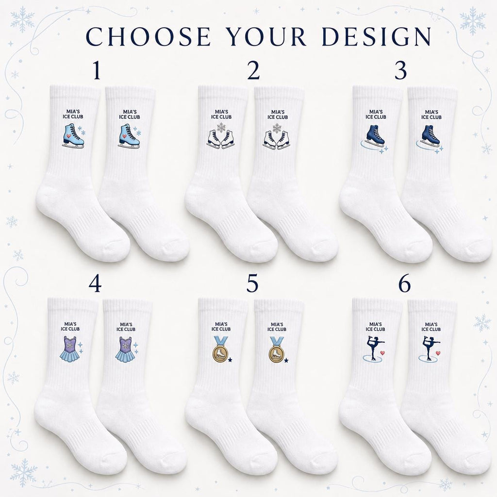 Personalized Ice Skating Embroidered Socks, Custom Figure Skater Gift, Skating Coach Gift, Ice Rink Team Socks