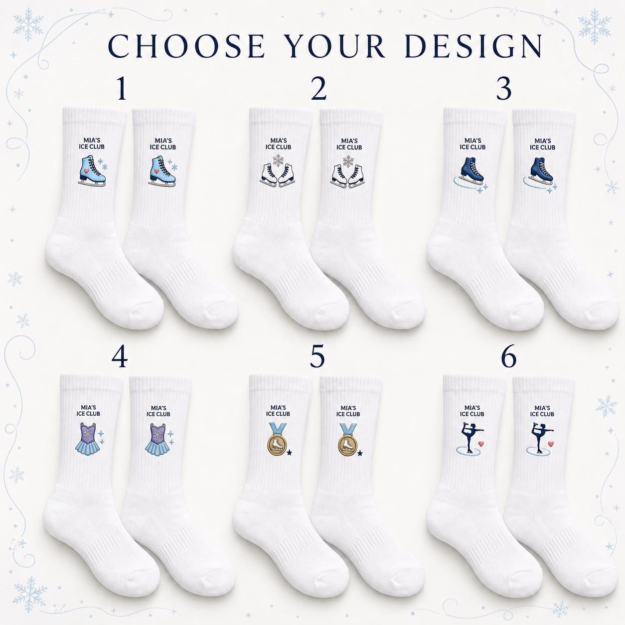 Personalized Ice Skating Embroidered Socks, Custom Figure Skater Gift, Skating Coach Gift, Ice Rink Team Socks