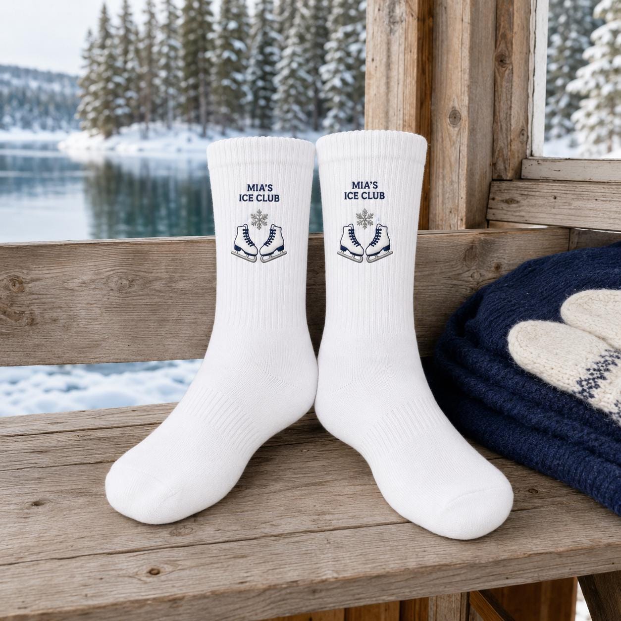 Personalized Ice Skating Embroidered Socks, Custom Figure Skater Gift, Skating Coach Gift, Ice Rink Team Socks