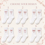 Personalized Birth Month Bow Embroidered Socks, Custom Initial Coquette Socks, Birthday Gift for Her, Bridesmaid Gift