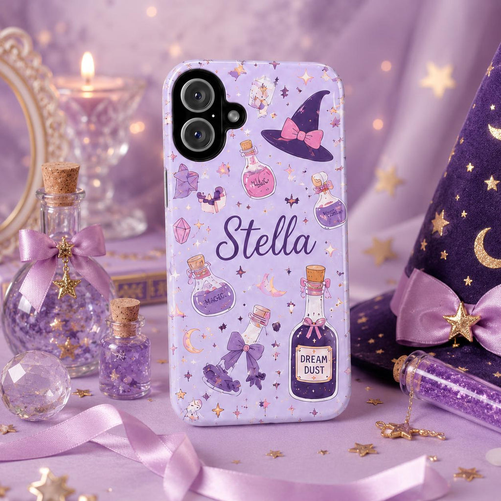 Personalized Cute Halloween Phone Case, Custom Name iPhone Case, Pink Ghost Black Cat Pumpkin Witchy Spooky Phone Cover