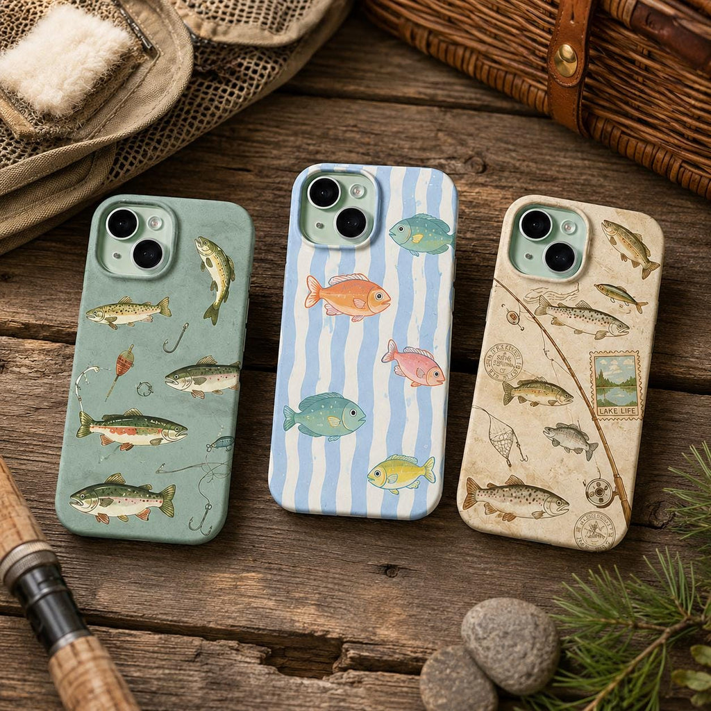 Fishing Phone Case, Colorful Fish iPhone Case, Trout Lake Life Case, Ocean Fish Pattern Phone Cover, Angler Gift