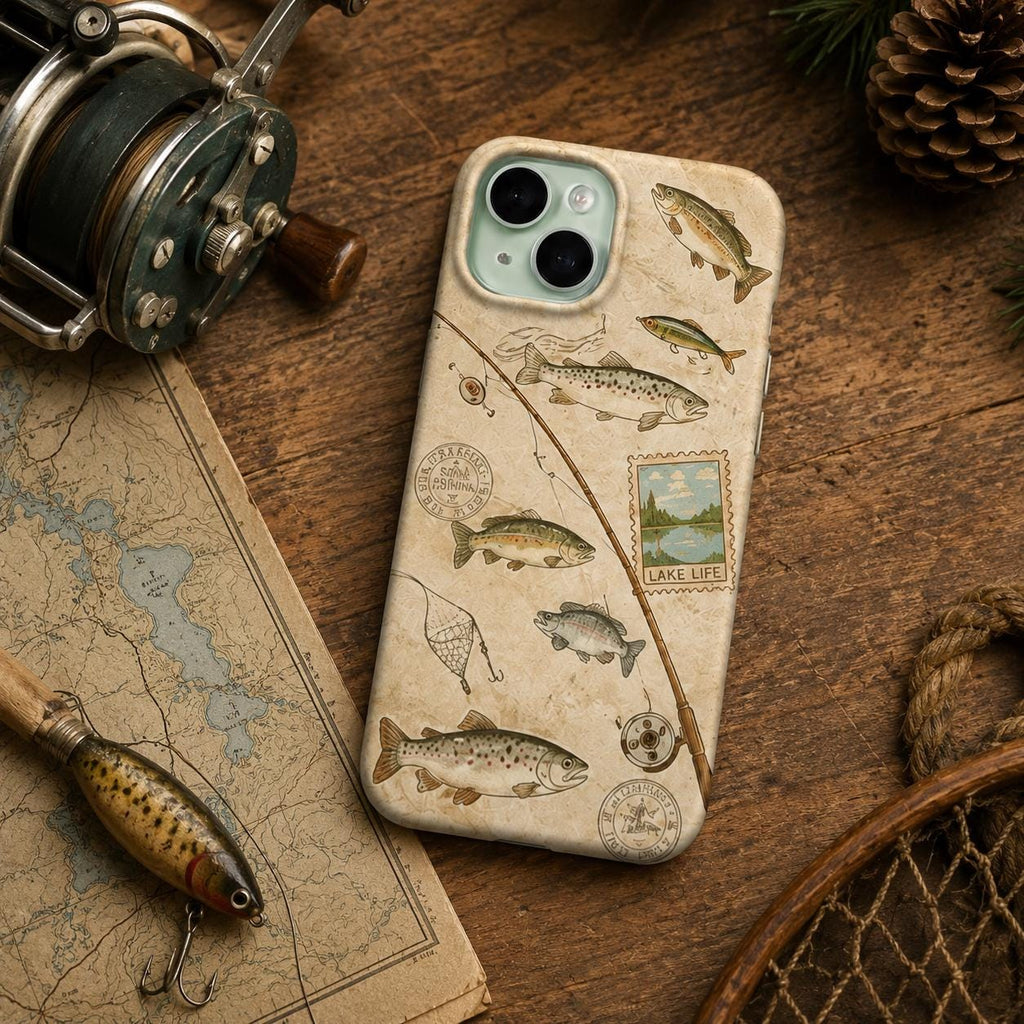 Fishing Phone Case, Colorful Fish iPhone Case, Trout Lake Life Case, Ocean Fish Pattern Phone Cover, Angler Gift