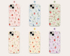 Strawberry Bow Phone Case, Pink Striped Floral iPhone Case, Cute Coquette Summer Phone Cover, Girly Gift for Her