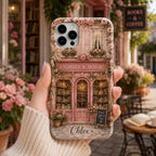 Personalized Bookshop Phone Case, Custom Name iPhone Case, Cozy Bookstore Floral Phone Cover, Book Lover Gift for Her