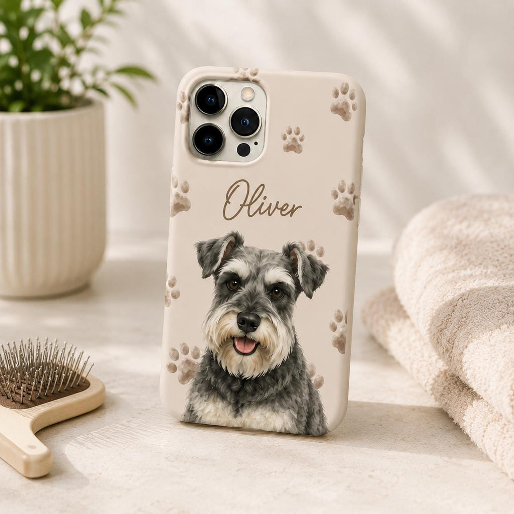 Personalized Pet Portrait Phone Case, Custom Dog or Cat Name iPhone Case, Paw Print Phone Cover, Pet Lover Gift