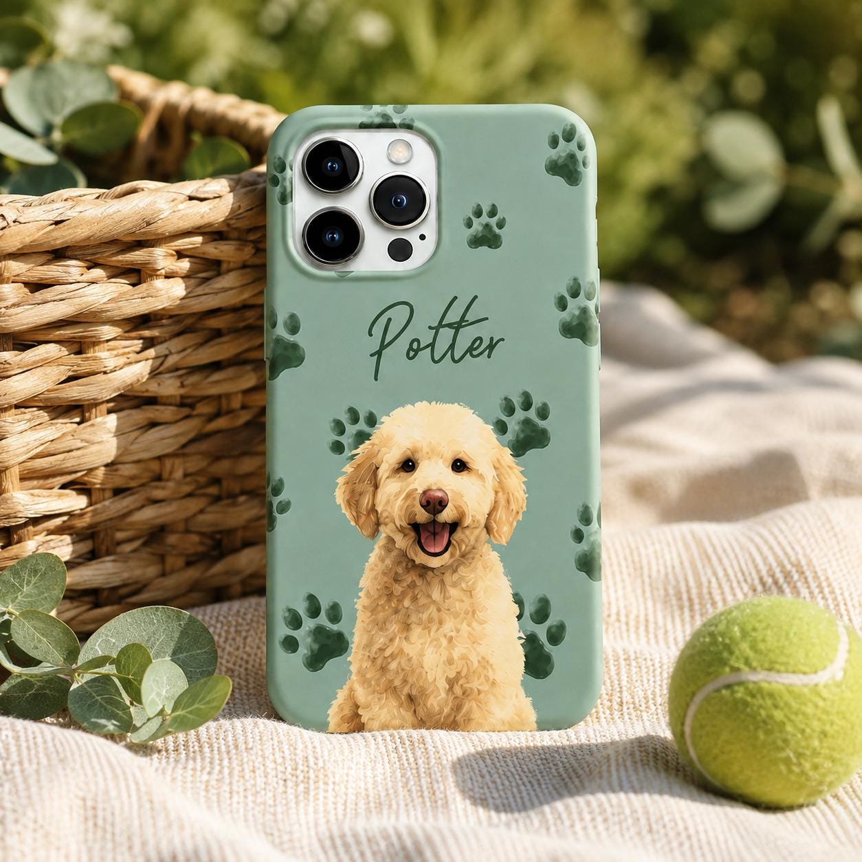 Personalized Pet Portrait Phone Case, Custom Dog or Cat Name iPhone Case, Paw Print Phone Cover, Pet Lover Gift