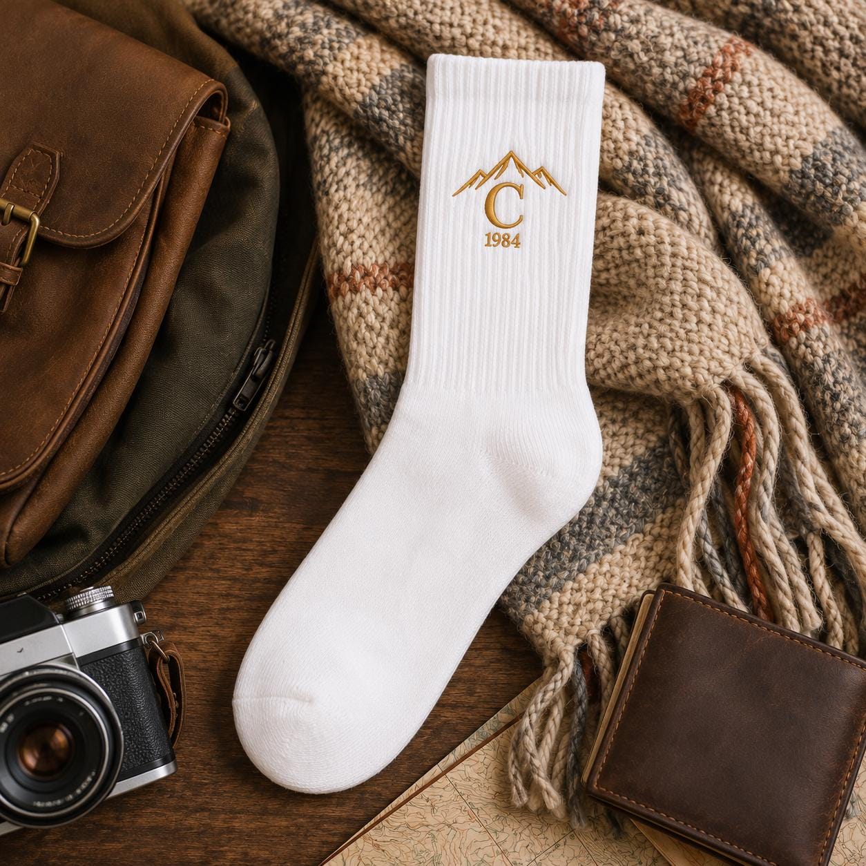 Personalized Family Crest Embroidered Socks, Custom Initial and Established Year Socks, Gift for Dad Grandpa Husband