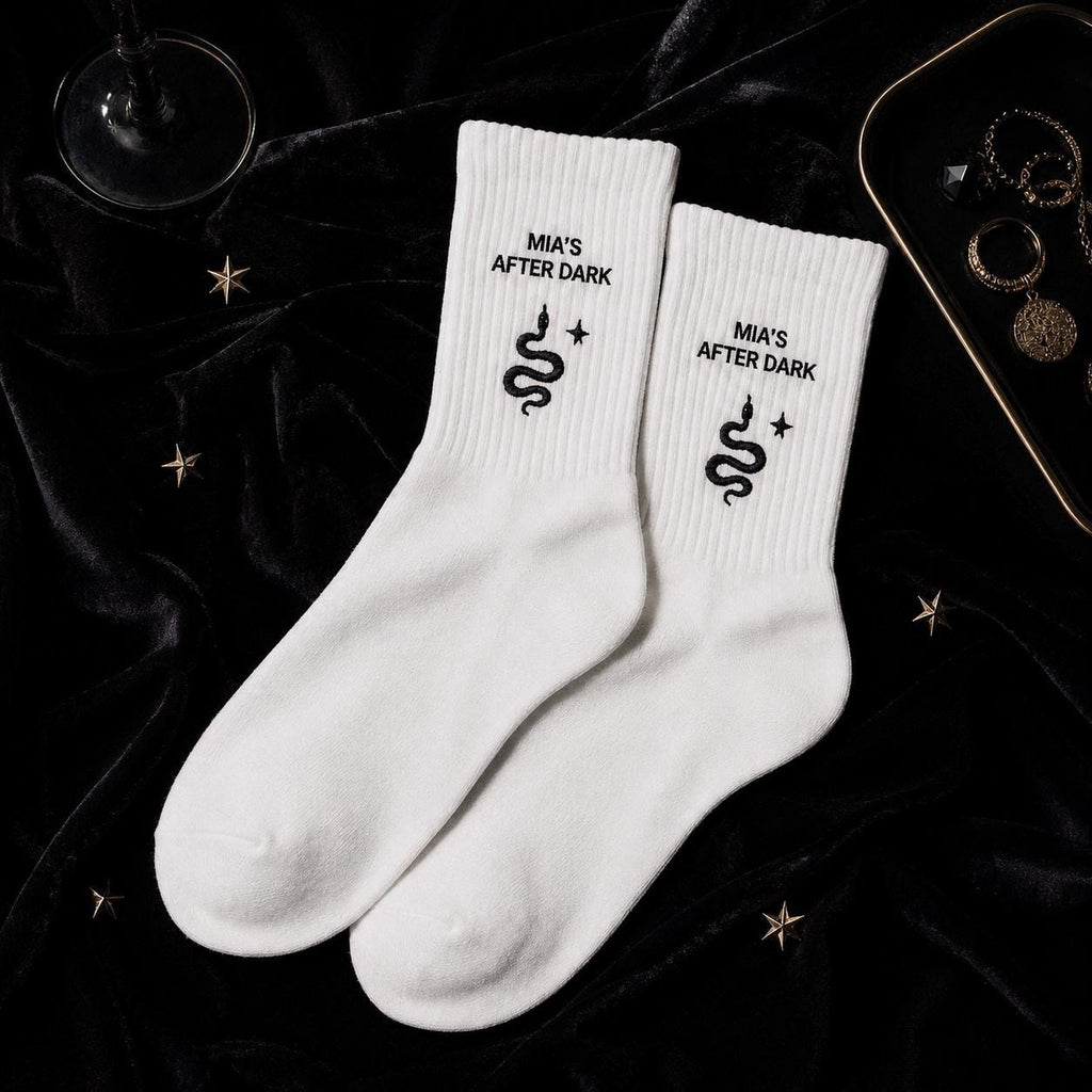 Personalized After Dark Embroidered Socks, Custom Night Out Club Socks, Bachelorette Party Gift, Birthday Girls Night Favors