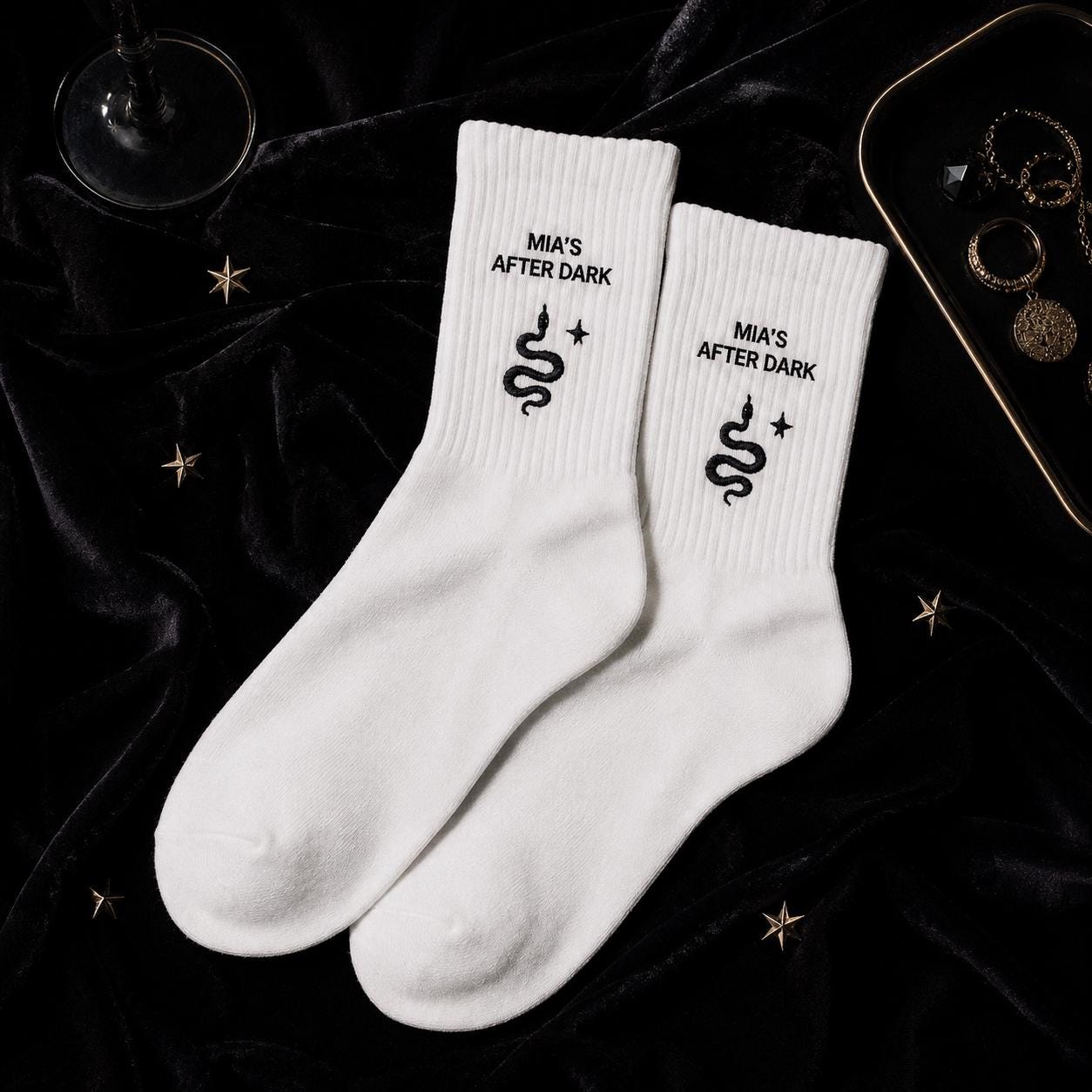 Personalized After Dark Embroidered Socks, Custom Night Out Club Socks, Bachelorette Party Gift, Birthday Girls Night Favors