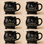 Personalized Midnight Brew Cauldron Mug, Custom Witchy Name Mug, Moon Phase Gothic Coffee Cup, Halloween Gift for Her