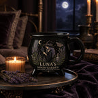 Personalized Witch Cauldron Mug, Custom Moon Garden Mug, Gothic Botanical Halloween Cup, Witchy Gift for Her