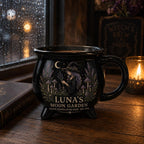 Personalized Witch Cauldron Mug, Custom Moon Garden Mug, Gothic Botanical Halloween Cup, Witchy Gift for Her