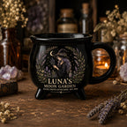 Personalized Witch Cauldron Mug, Custom Moon Garden Mug, Gothic Botanical Halloween Cup, Witchy Gift for Her