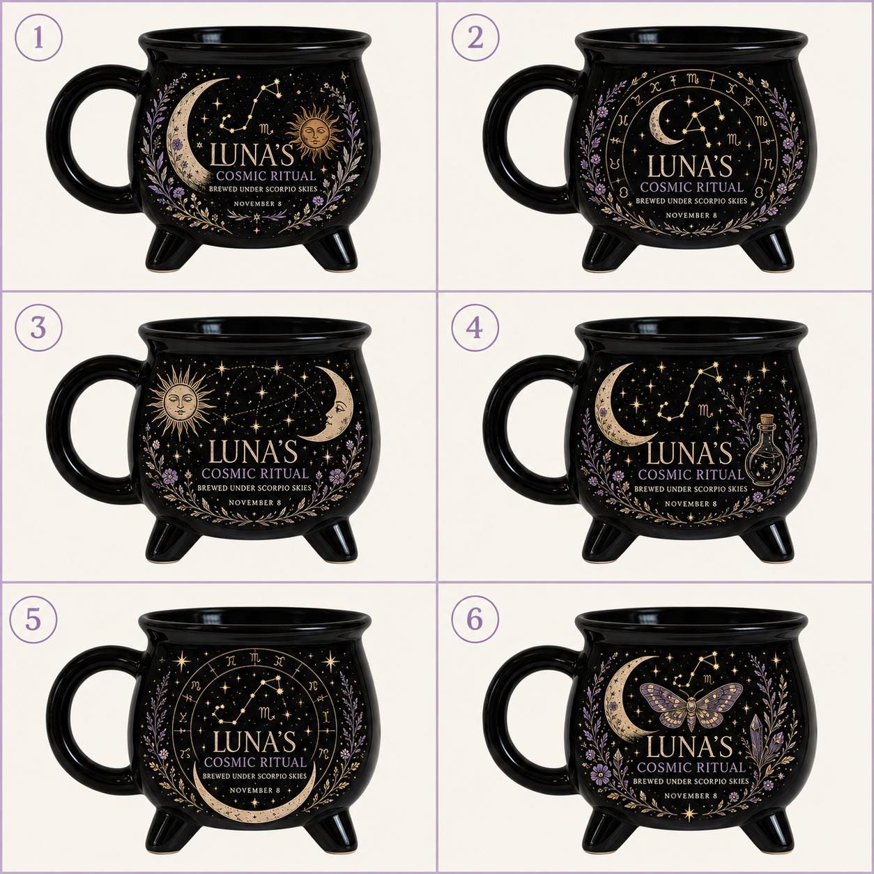 Personalized Zodiac Cauldron Mug, Custom Cosmic Ritual Mug, Scorpio Astrology Gift, Celestial Witchy Coffee Cup
