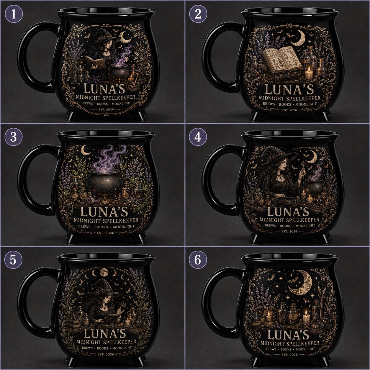 Personalized Midnight Spellkeeper Cauldron Mug, Custom Witch Book Lover Gift, Gothic Apothecary Coffee Cup