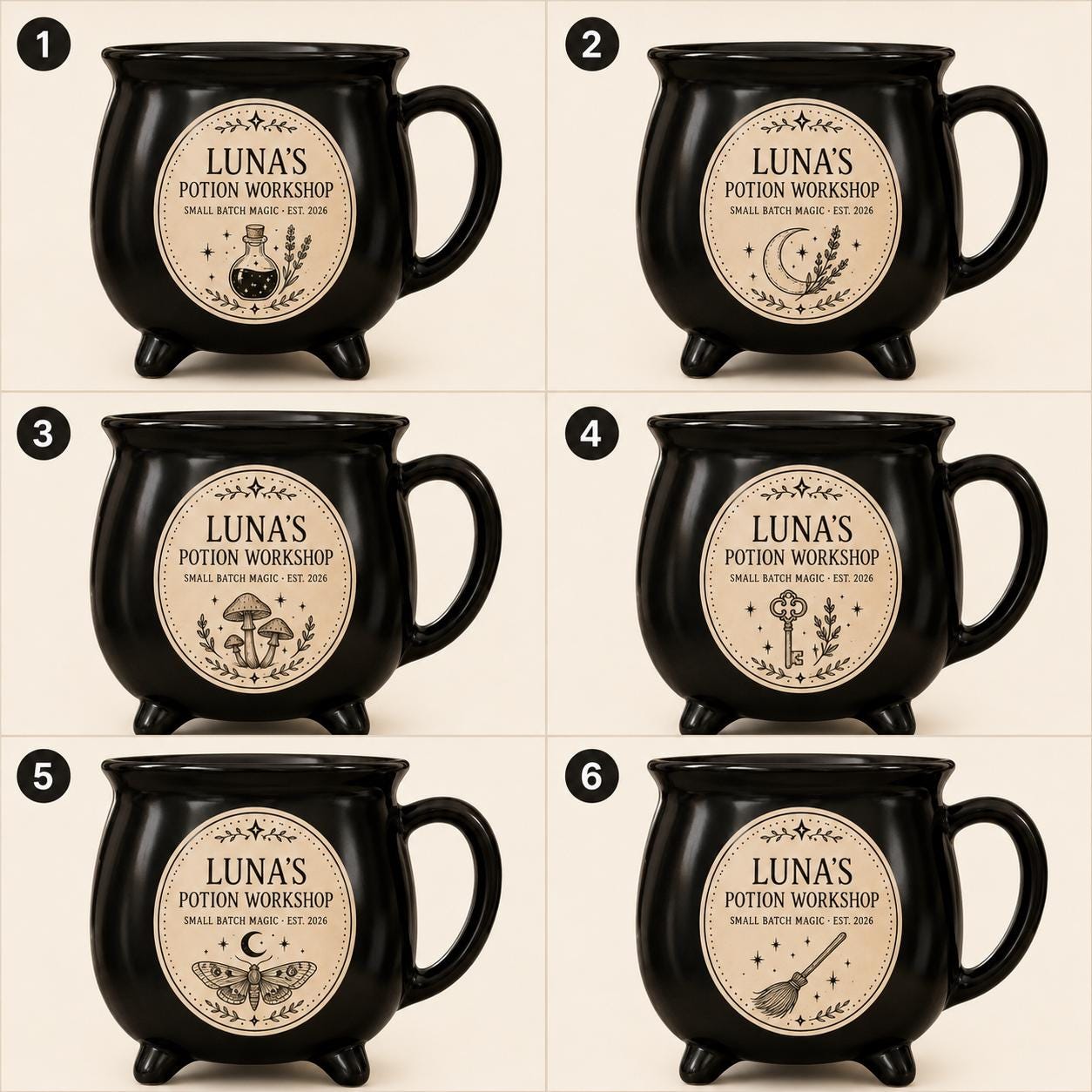 Personalized Potion Workshop Cauldron Mug, Custom Name Witchy Apothecary Cup, Gothic Halloween Gift