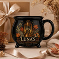 Personalized Autumn Lantern Cauldron Mug, Custom Name Fall Witchy Cup, Moonlit Cottage Halloween Gift