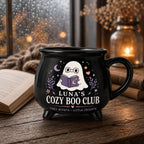Personalized Cozy Boo Club Cauldron Mug, Cute Ghost Halloween Mug, Custom Name Spooky Gift