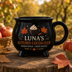 Personalized Fall Drink Cauldron Mug, Custom Autumn Cocoa Coffee Tea Cider Mug, Cozy Seasonal Gift