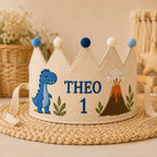 Personalized Little Fisherman Birthday Crown, Embroidered Linen-Look Crown, Custom Name First Birthday Hat